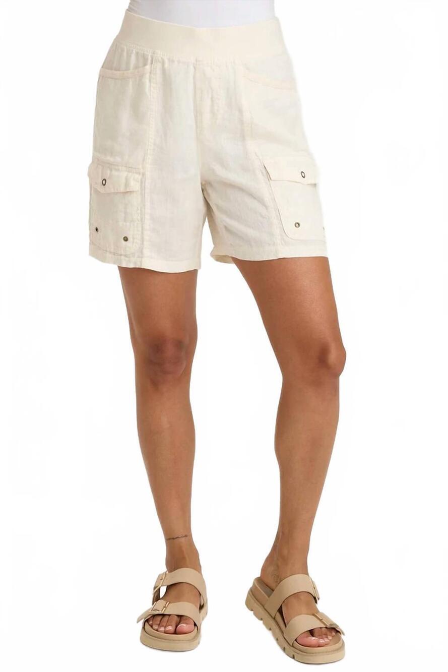 NEW XCVI jayci linen cargo short in toasted almond